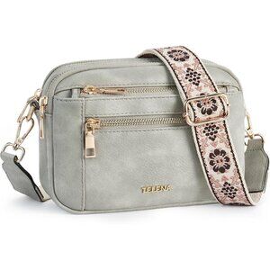 Telena Women Grey Trendy Vegan Leather Shoulder Handbags With Adjustable Strap